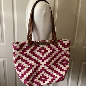 Patricia Nash Pink and Cream Tote Bag